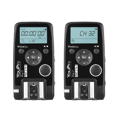 

YouPro Pro-7 Wireless Shutter Timer Remote&Flash Trigger 2in1 with DC2 25mm PC Sync & Shutter Cable for Nikon D750 D7500 D720