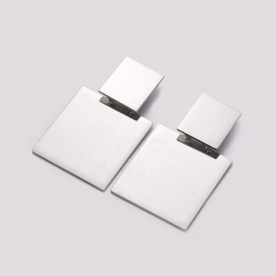 

304 Stainless Steel Dangle Stud Earrings Square Stainless Steel Color 47x28x5mm Pin 08mm