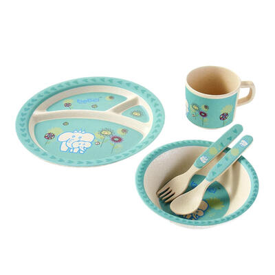 

Baby Feeding Bowl Plate Dishes Fork Spoon Cup 5pcsSet Children Tableware
