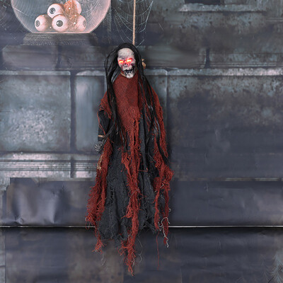 

Halloween Voice Control Ghost Toys Hanging Props With Glowing Eyes Horror Sound Costume Party Pendant Decoration