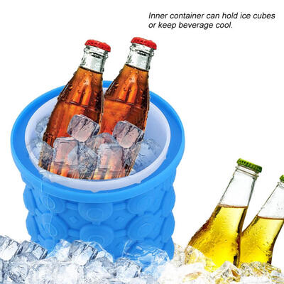 

Greensen Dual-use Silicone Ice Cube Bucket Maker Mould Tray Cubes Container Kitchen Tool Space Saving