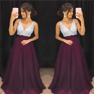 

〖Follure〗Womens Sexy Solid Color Sleeveless V-Neck Sling Sequin Long Full Dress