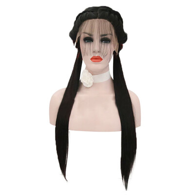 

〖Follure〗Synthetic Baby Hair Braided Double Lace Front Wig Long Ombre Colorful Wigs