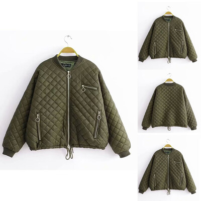

Roseonmyhand Women Winter Warm Thick Coat Pure Color Zipper Easy Retro Cardigan Jacket