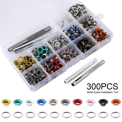 

300pcs 10colors Clothes Button Fastener Snap Metal Press Stud Cloth Tool Kit Receiving Box