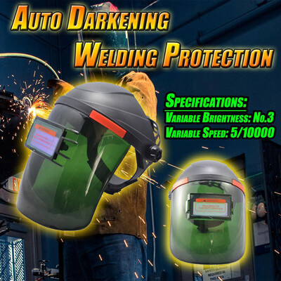 

〖Follure〗Black Solar Powered Auto-Darkening Welding Helmet Grinding TIG Welder Mask ROR