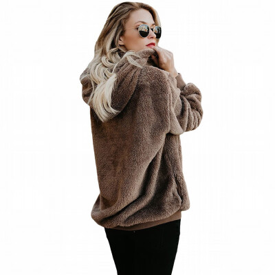 

Plush womens sweatshirt hood velvet loose long-sleeved hooded warm womens sweatshirt