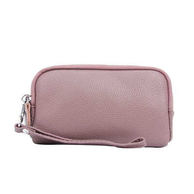 

Women Litchi Pattern 3 Layers Zip Phone Handbag Long Wristlet Wallet Coin Purse