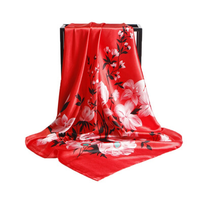 

Silk Scarf Women Print hair neck Square Scarves Office Ladies Shawl Bandanna 9090cm Muslim Hijab Handkerchief Korean foulard