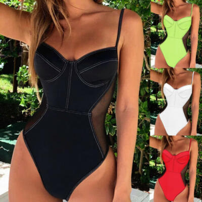 

2019 Womens One Piece Swimsuit Swimwear Bathing Monokini Push Up Padded Bikini