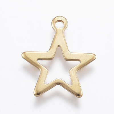 

304 Stainless Steel Charms Star Golden 15x13x1mm Hole 15mm