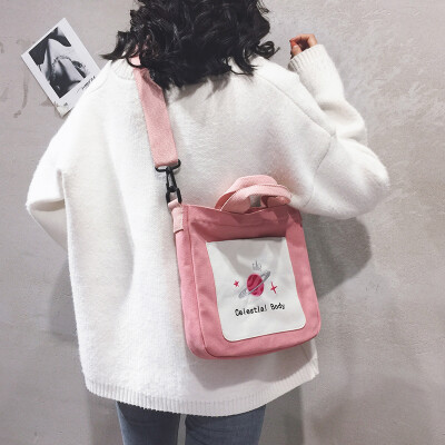 

Portable small bag female 2019 new ins Harajuku student bag Korean version of the leisure wild single shoulder slung canvas bag