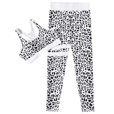 

Round Collar Sleeveless Padded Leopard Print Women Yoga Sports Suit