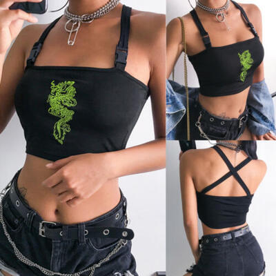 

New Women Buckle Vest Boob Tube Crop Top Bralet T Shirt Cami Tank Tops Clothes