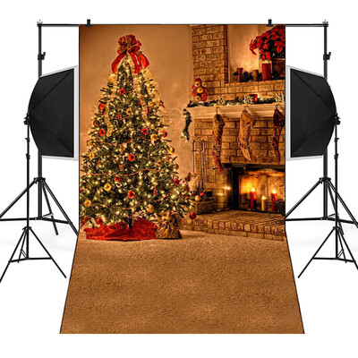 

Toponeto Christmas Backdrops Vinyl 3x5FT Fireplace Background Photography Studio