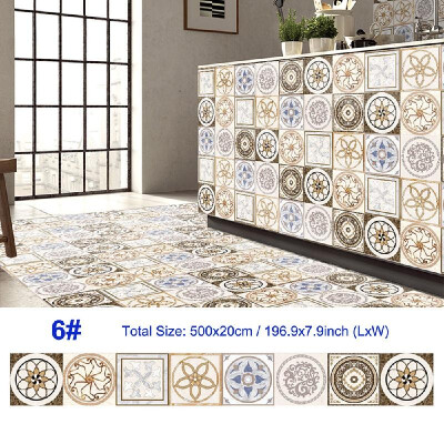 

European PVC Simulation Tile Wall Stickers Creative Floor Sticker Thick Waterproof Self Adhesive Living Room Kitchen Bathroom Wall