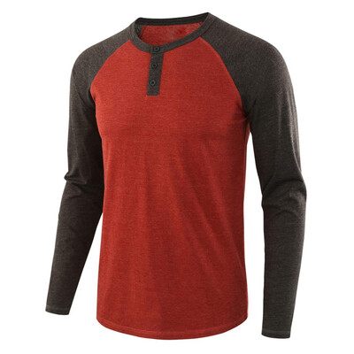 

Tailored Fashion Mens Long-sleeved O-Neck Solid Patchwork Tops Blouse T-Shirts