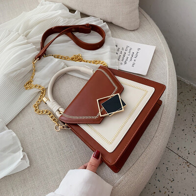 

2019 the new Korean version of the chain small square bag 100 leisure student bag slanted color slant female bag tide