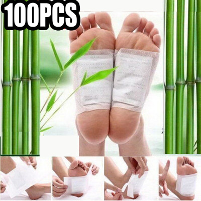 

100X Bamboo Vinegar Detox Foot Pads Patch Detoxify Toxins Slim Keep Fit Adhesive