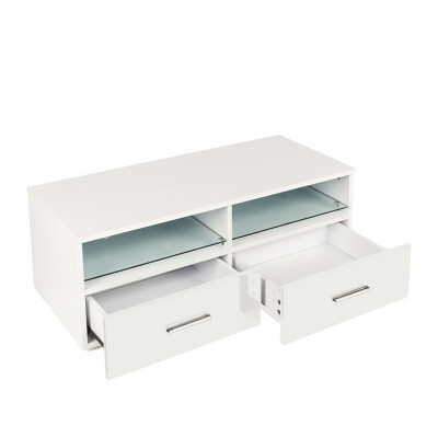 

High Gloss Led TV Stand Unit Cabinet with Shelves 2 Drawers White Home Furniture