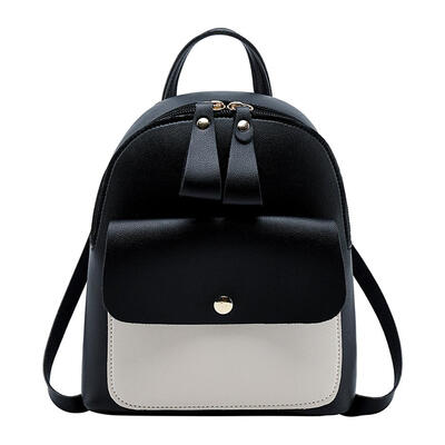

Hit Color Backpack Women Leather Travel Shoulder Satchel Small School Bags