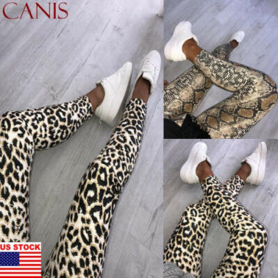 

Women Ladies Leopard Snake Animal Print High Waist Soft Stretchy Leggings Pants