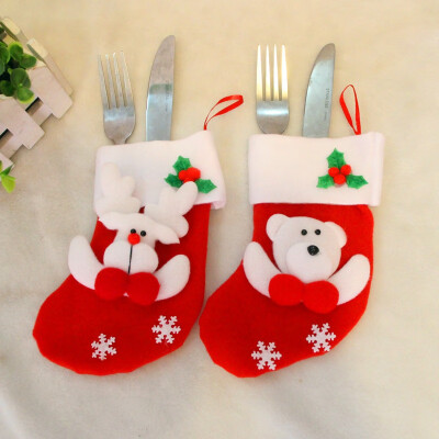 

2pcs Bear&Deer Gift Socks Knife&Fork bag Christmas Tree Ornaments