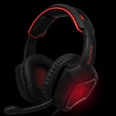 

SADES R9 PC Gaming Headsets 35mm Wired Earphone Over Ear Game Headphone with Microphone LED Light Volume Control for PC