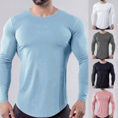 

Fashion Mens Slim Fit O Neck Long Sleeve Muscle Tee T-shirt Casual Tops Blouse