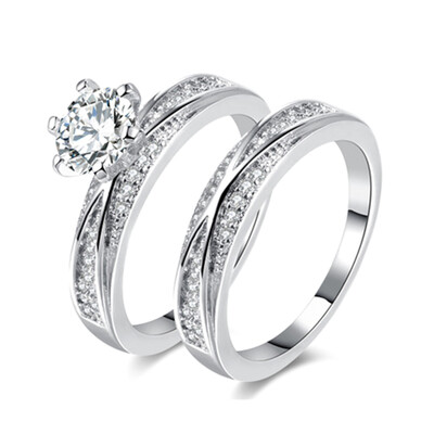 

Charm Lovers Ring Bijoux Femme Fashion Jewelry Bijoux Silver Crystal Engagement Wedding Rings For Women Men Anel