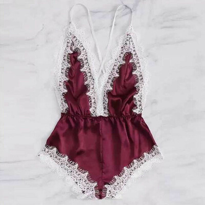 

Women Sexy Lace Backless Lingerie V-neck Nightwear Sleepwear Pajamas Babydoll