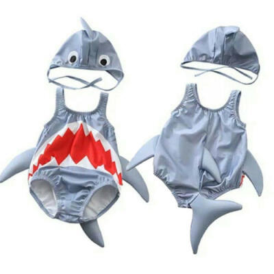 

UK Toddler Kid Baby Girl Boy Cartoon Shark Swimsuit Bikini Swimwear Bathing Suit