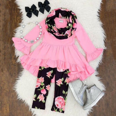 

Newborn Toddler Kids Baby Girls Clothes Ruffle Tops Leggings Outfits Set