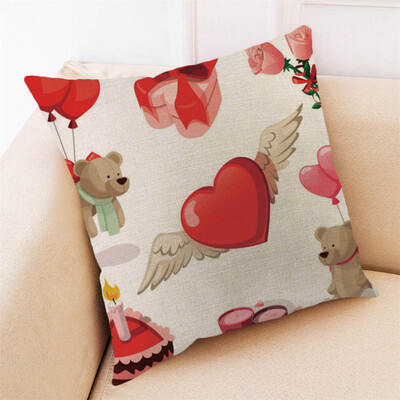 

Siaonvr Happy Valentine Pillow Cases Cotton Linen Sofa Cushion Cover Home Decor