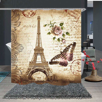 

Gobestart Popular Waterproof Shower Curtain With 12 Hooks Printed Bathroom 180x180cm