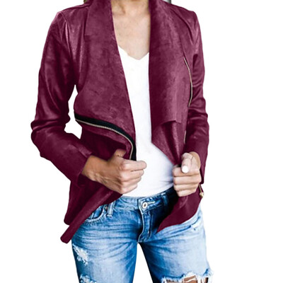 

Toponeto Womens Ladies Retro Rivet Zipper Up Bomber Jacket Casual Coat Outwear
