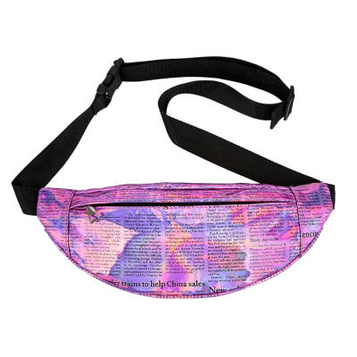 

Women Newspaper Pocket Crossbody Summer Letters Bag Waist Pack Chest Bag