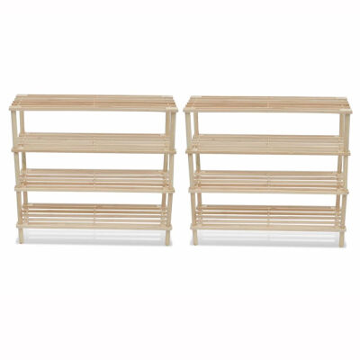 

Wooden Shoe Racks 2 pcs 4-Tier Shoe Shelf Storage