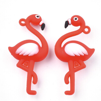 

Silicone Big Pendants Flamingo Shape Red 57x27x16mm Hole 2mm