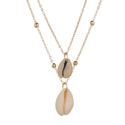 

Shell Necklace Summer Beach Sea Breeze Fashion Jewelry Beads Chain Gold Necklace Shell Pendant Multilayer Necklace Bohemia