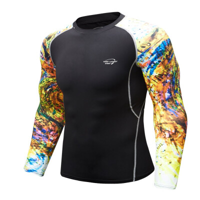 

Toponeto Mens Breathable Long Sleeve Yoga Fitness Print Sport Soft T-Shirt Top Blouse