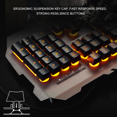 

AJAZZ USB Wired Gaming Mechanical Feel Keyboard Yellow Backlight Waterproof Alloy Panel 104 Keys for Gaming Office Black