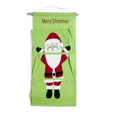 

New Christmas Decoration Multi-Storey Storage Bags Santa Claus Elk Snowman Bear Cartoon Print Hanging Bags Christmas Home Decor