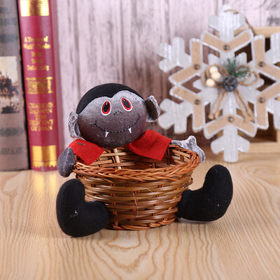 

Toponeto Doll Fruit Decoration Bowl Halloween Ghost Candy Basket Home Decor Hand-Woven