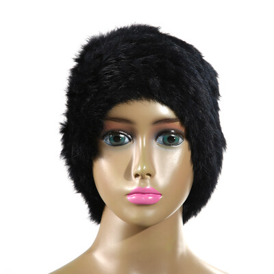 

Women Russian Rabbit Fur Knitted Cap Nice Winter Warm Beanie Hat