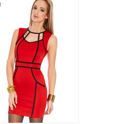 

Sexy strapless sleeveless Slim thin bag hip knit contrast color dress tide summer 2018 new fashion