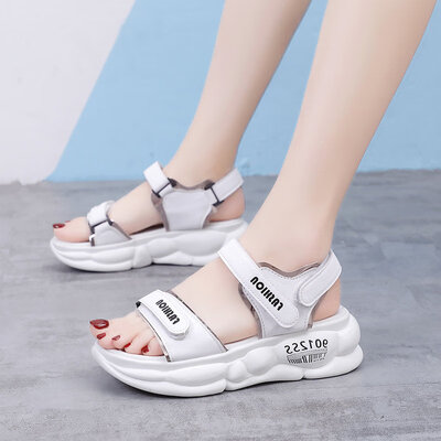 

Sandals summer hook&loop thick bottom ins tide fashion Joker sports fairy wind beach flat bottom