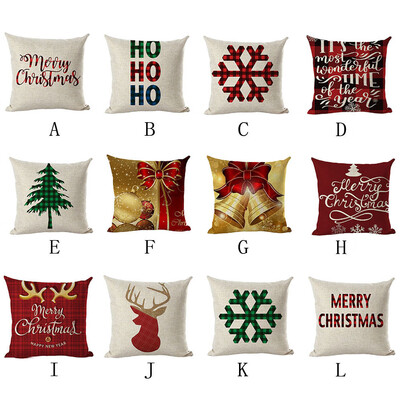 

〖Follure〗Merry Christmas Pillow Cases Linen Sofa Cushion Cover Home Decor Pillow Core