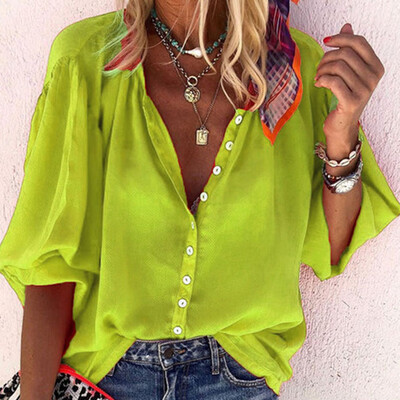 

Starmoon Womens Fashion Winter Solid Color Long-Sleeved V-Neck Button Blouse