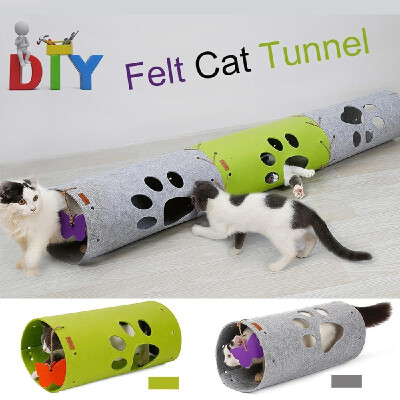 

Cat Felt Tunnel DIY Collapsible Extendable Breathable Tube for Cats Kittens Rabbit